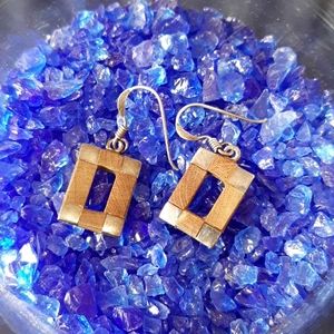 Sterling Silver and Wood Rectangle Earrings